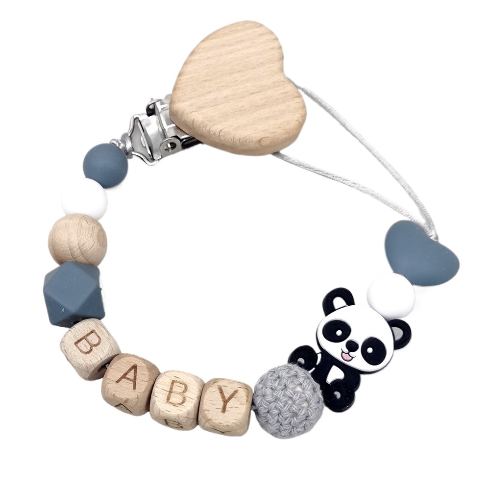 Baby Teethers - โซ่จุกนมหลอกเด็กแบบไม้ ดีไซน์สัตว์น่ารัก พร้อมคลิปหนีบจุกนมสำหรับเด็กทารก - ที่ยึดจุกนมหลอกแบบปลอดภัย