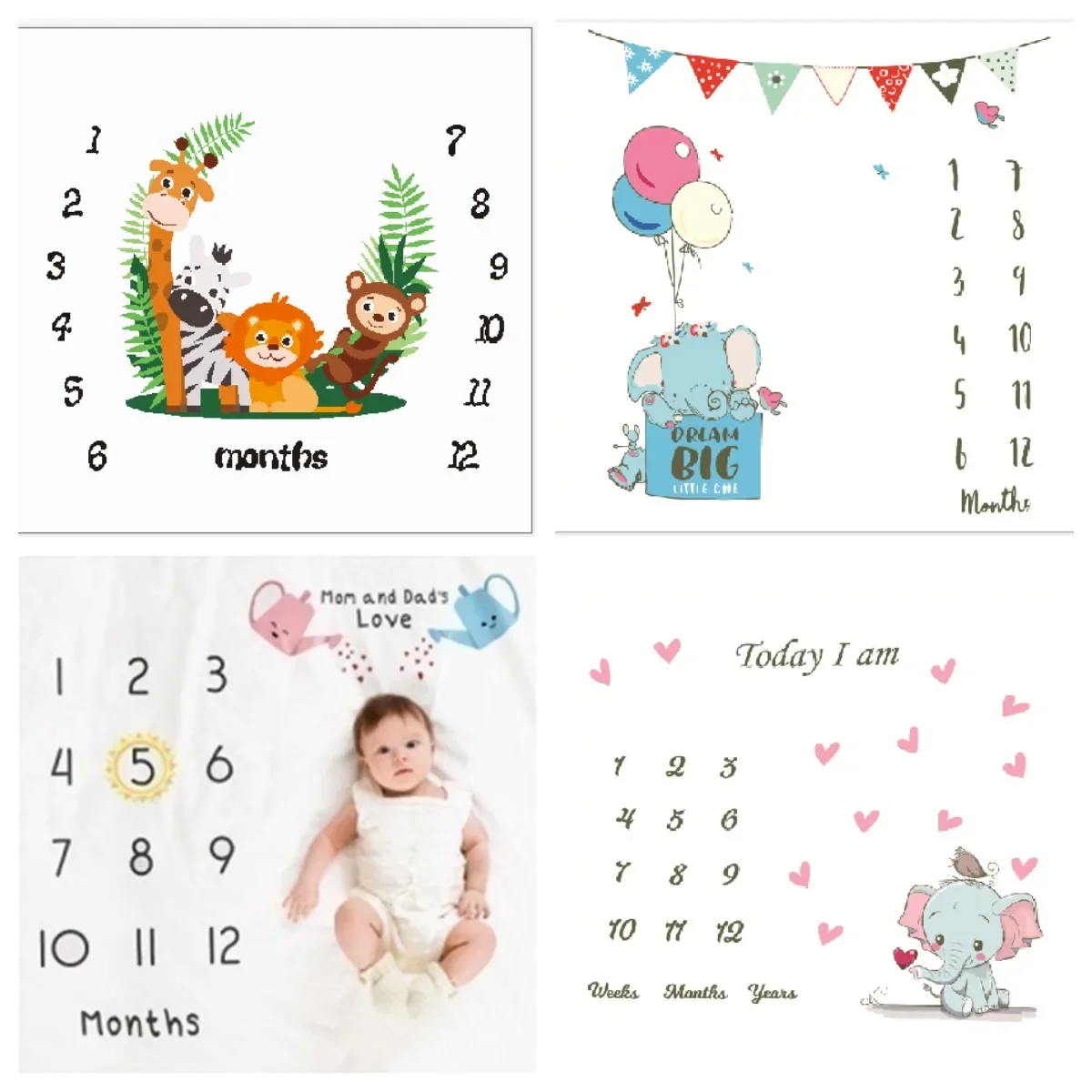 Play Mat - พื้นหลังผ้าห่ม Play Mat Baby Milestone Photo
