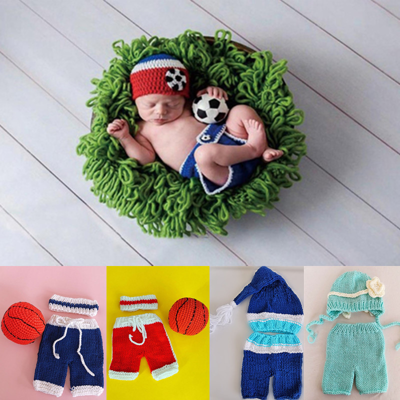 Baby Products Useful - 3/2 Pcs/ชุดทารกแรกเกิดการถ่ายภาพ Props เครื่องแต่งกายถักโครเชต์เด็กถักหมวกกางเกงชุดฟุตบอลเด็กถ่ายภาพเสื้อผ้า0-3เดือน