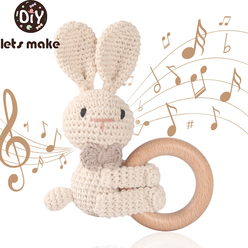 Baby Products Pictures - 1PC ถักกระต่ายสัตว์ Rattle ของเล่นจุกนมหลอกสร้อยข้อมือไม้ Teether แหวนเด็กผลิตภัณฑ์โทรศัพท์มือถือ