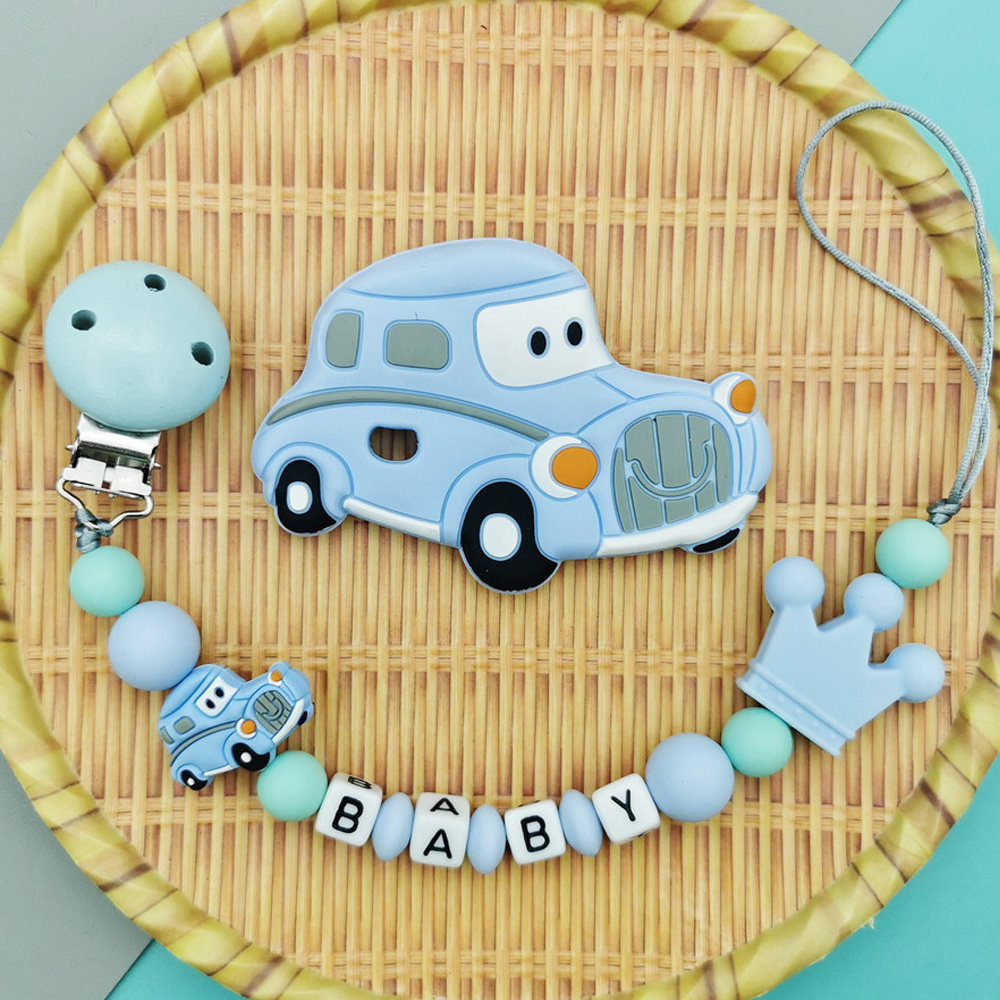 Baby Teethers - CUSTOM ภาษาอังกฤษรัสเซียตัวอักษรชื่อซิลิโคนคลาสสิกรถ Pacifier คลิปห่วงโซ่ Teether จี้สําหรับทารก
