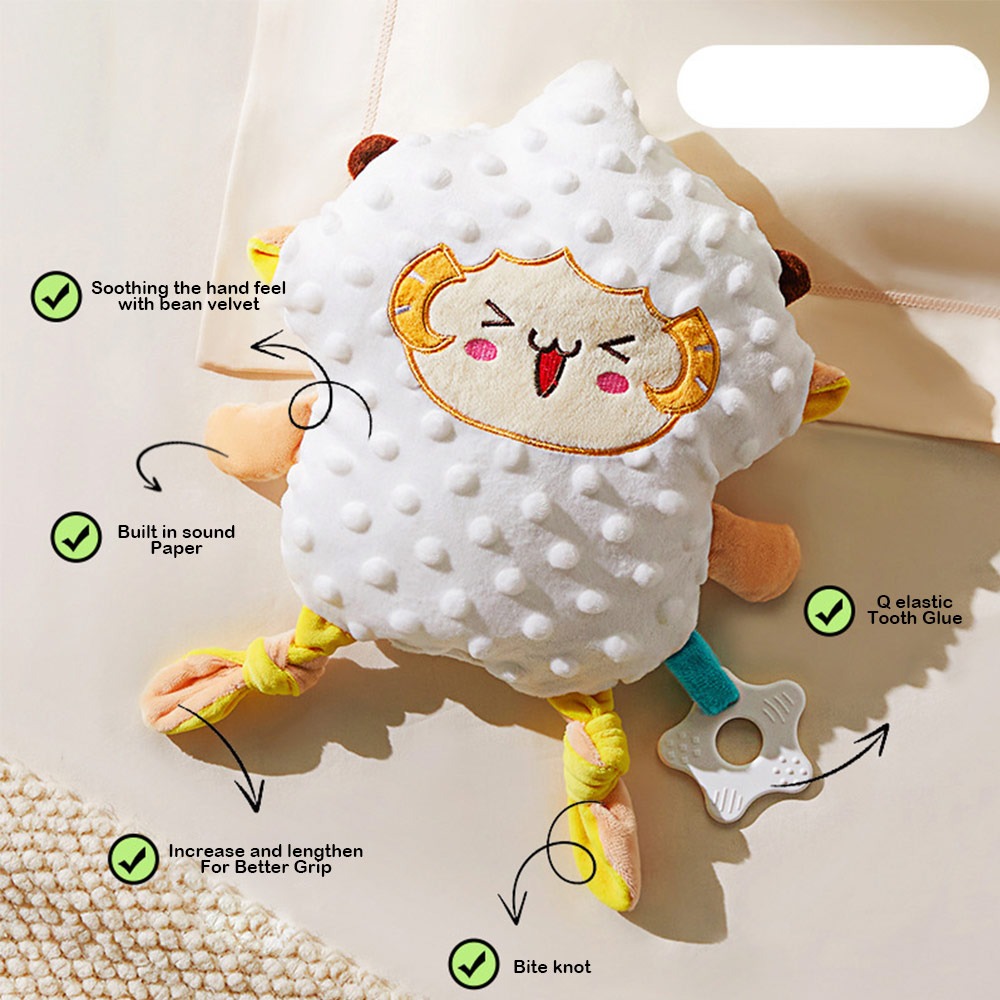 Baby Teethers - ของเล่นเด็กอ่อนกำมะหยี่รูปถั่วน่ารัก พร้อมที่กัดยาง ของเล่นตุ๊กตาสัตว์น่ารัก จับถนัดมือ ปลอดภัย ของเล่นช่วยให้หลับสบายสำหรับเด็กทารก