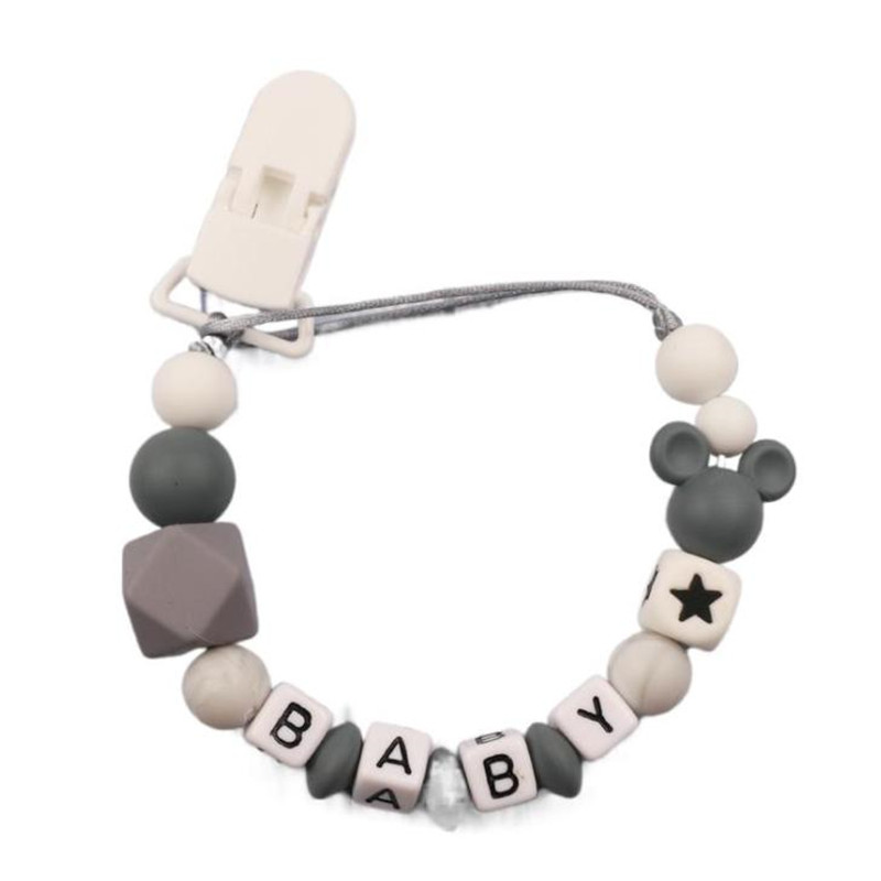 Baby Teethers - เด็กส่วนบุคคลชื่อซิลิโคน Pacifier คลิปทารกแรกเกิด Dummy ปลอดภัยการงอกของฟันโซ่ยางกัดผู้ถือ Pacifier