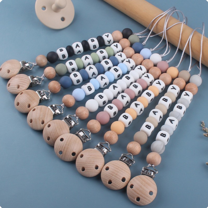 Baby Teethers - ที่หนีบจุกนมหลอกแบบซิลิโคน ปรับแต่งชื่อได้ สายคล้องจุกนมหลอกสำหรับเด็ก ของเล่นกัดแทะ ของขวัญวันเกิดเด็ก ของขวัญสำหรับงานเลี้ยงฉลองทารก
