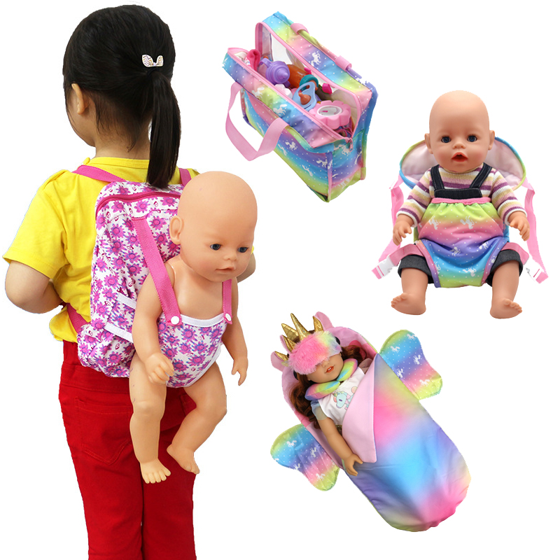 Baby Products Carry Bag - กระเป๋าตุ๊กตาสําหรับตุ๊กตาเด็กทารกเกิดใหม่แพ็คขาออกกระเป๋าถือกลางแจ้งกระเป๋าเป้สะพายหลังตุ๊กตาอุปกรณ์เสริมของขวัญสําหรับเด็กผู้หญิง