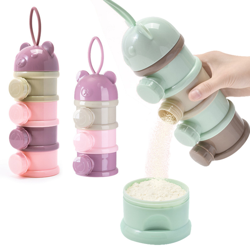 Baby Products Distributor - เก็บสาม/สี่ชั้นภาชนะบรรจุอาหารแบบพกพาผงนมผงกล่องเครื่องจ่ายทนต่อการรั่วไหลเหมาะสําหรับ 1 ถึง 6 ปี