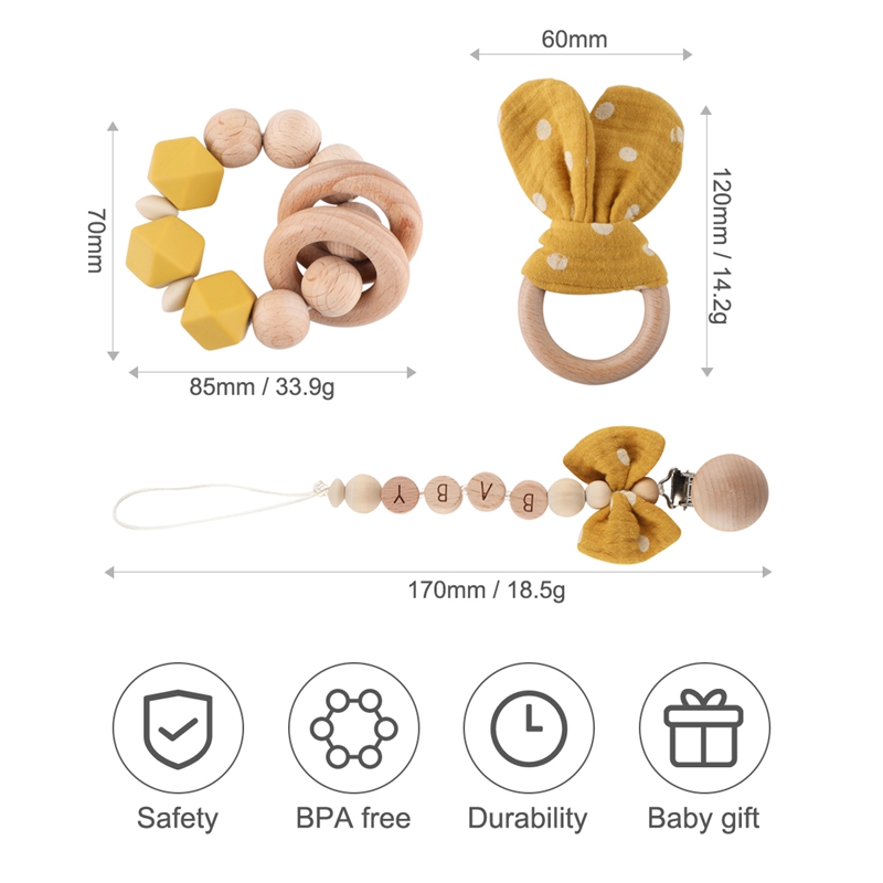 1Pc Baby Rattle แหวนไม้เตียงขอ - Baby Products Pictures บทวิจารณ์และราคา